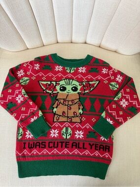 2T Star Wars GROGRU The Child baby Yoda red green HOLIDAY sweater Christmas boys